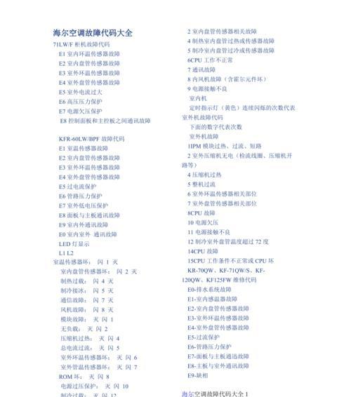 解读奥克斯中央空调故障代码（了解故障代码意义与排除方法）