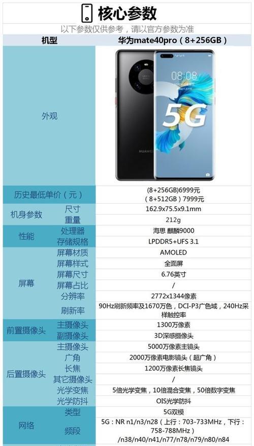 华为Mate40 Pro参数配置有哪些特点？详细规格如何？